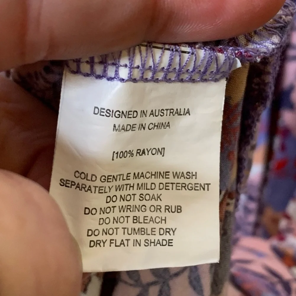 Abel The Label Floral Smocked Tiered Maxi Dress Small Flowy Boho Prairie Festive - Picture 6 of 7